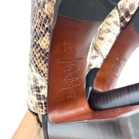 Donald J Pliner Snakeskin Open Toe Slingback High Heels Chunky Booties 9.5 - Picture 10 of 11